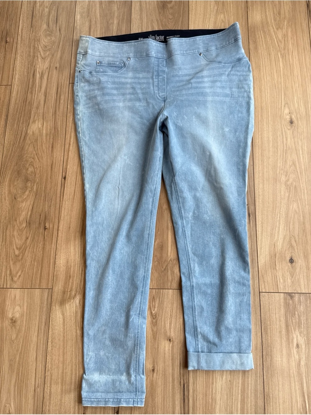 Slim Factor By Investments Plus Jeans Women's 2X Denim Skinny Jegging Light Wash